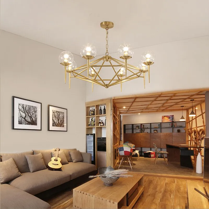 Nordic Radiance: Gold-Tinged Modo Glass LED Chandeliers for Stylish Spaces