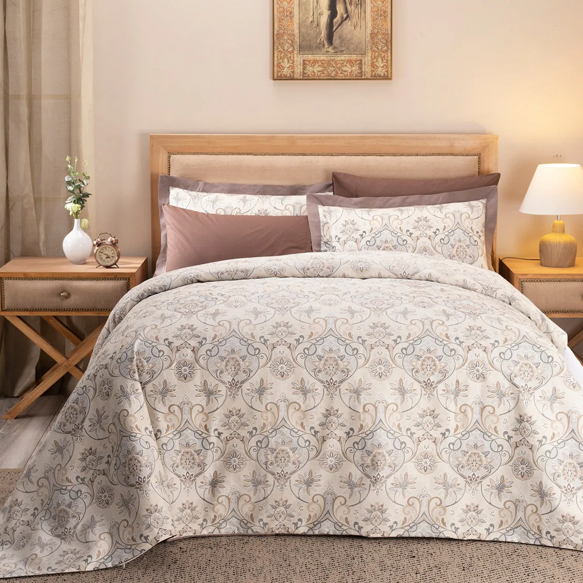 Nouveau Tradition Lawn Rerun Neutral Duvet Cover with Pillow Case