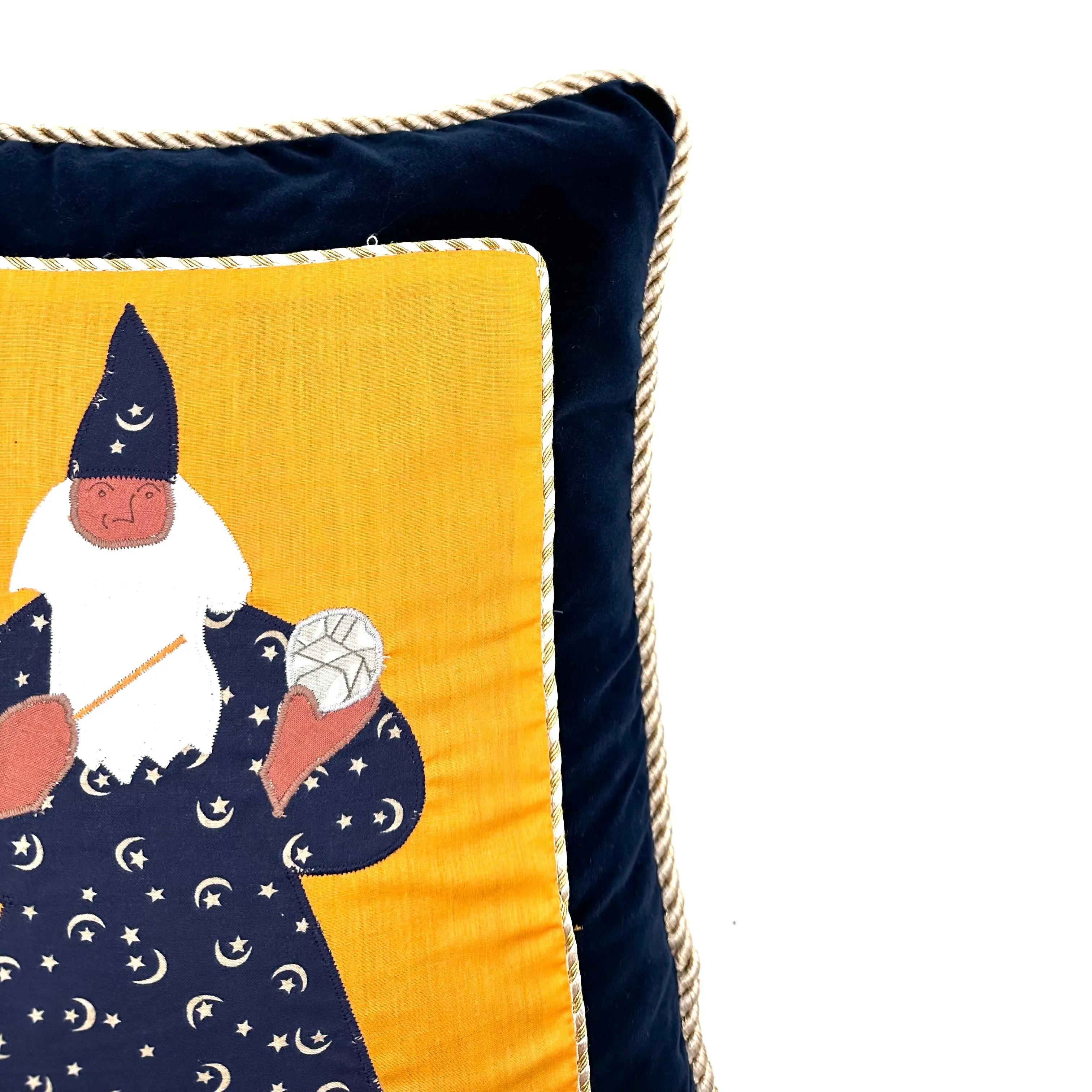 Novelty Navy Blue/Yellow Velvet  Pillow Cover 15x18