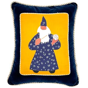 Novelty Navy Blue/Yellow Velvet  Pillow Cover 15x18