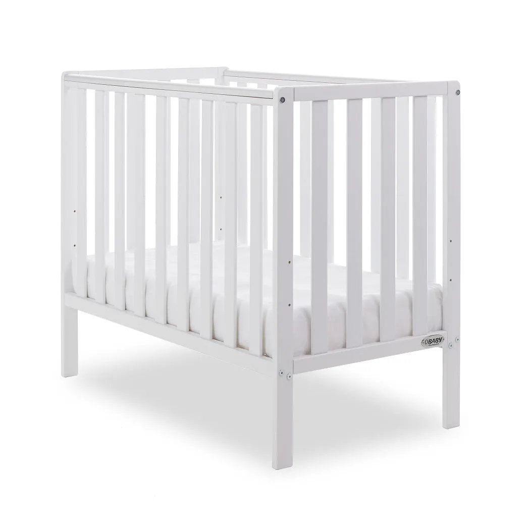 Obaby Bantam Space Saver Cot with FIBRE Mattress (White)