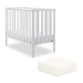 Obaby Bantam Space Saver Cot with FIBRE Mattress (White)