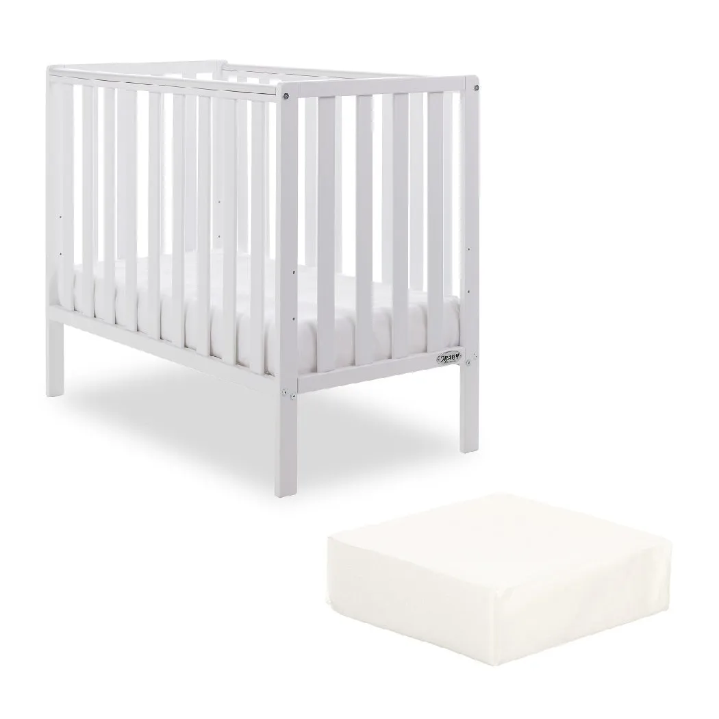 Obaby Bantam Space Saver Cot with FIBRE Mattress (White)