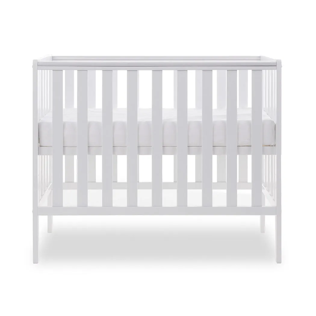 Obaby Bantam Space Saver Cot with FIBRE Mattress (White)