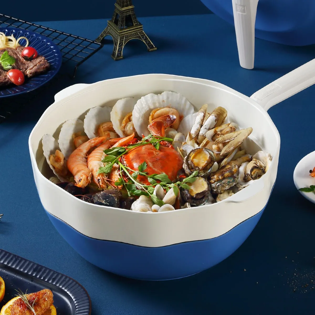 Ocean Wave 30cm White Steamer Basket - Preserve Flavor with Vortex Steaming