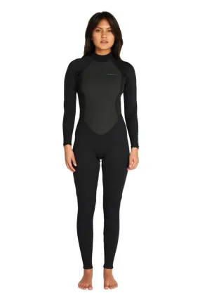 O'Neill Womens Factor 3/2mm Steamer Back Zip Wetsuit - Black