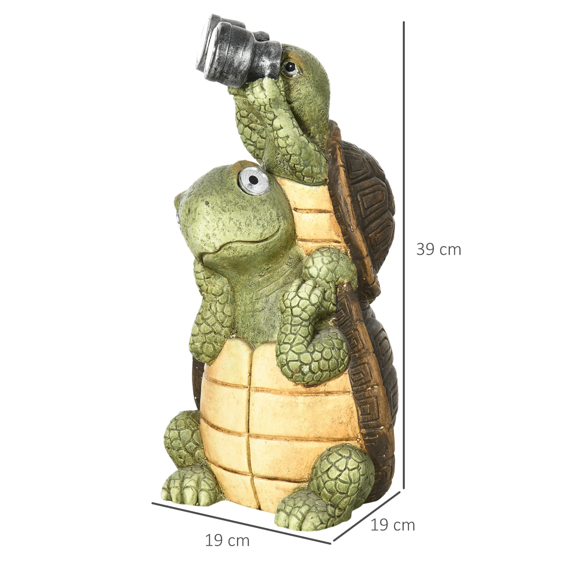 Outsunny Vivid 2 Tortoises Garden Statue with Solar LED Light - Whimsical Outdoor Decoration