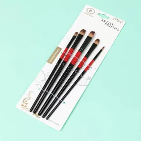 Paint Brush Set | Nylon Paint Brushes For Acrylic | Oil | Watercolor | 5 Brush Sizes