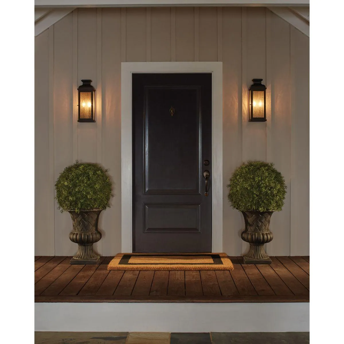 Pediment 18 In. 3 Lights Outdoor Wall Sconce Black Finish