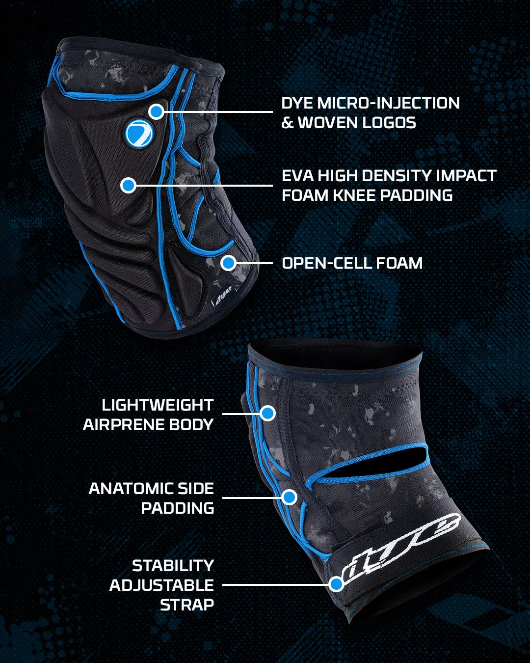 Performance Knee Pads - Dyecam Cyan