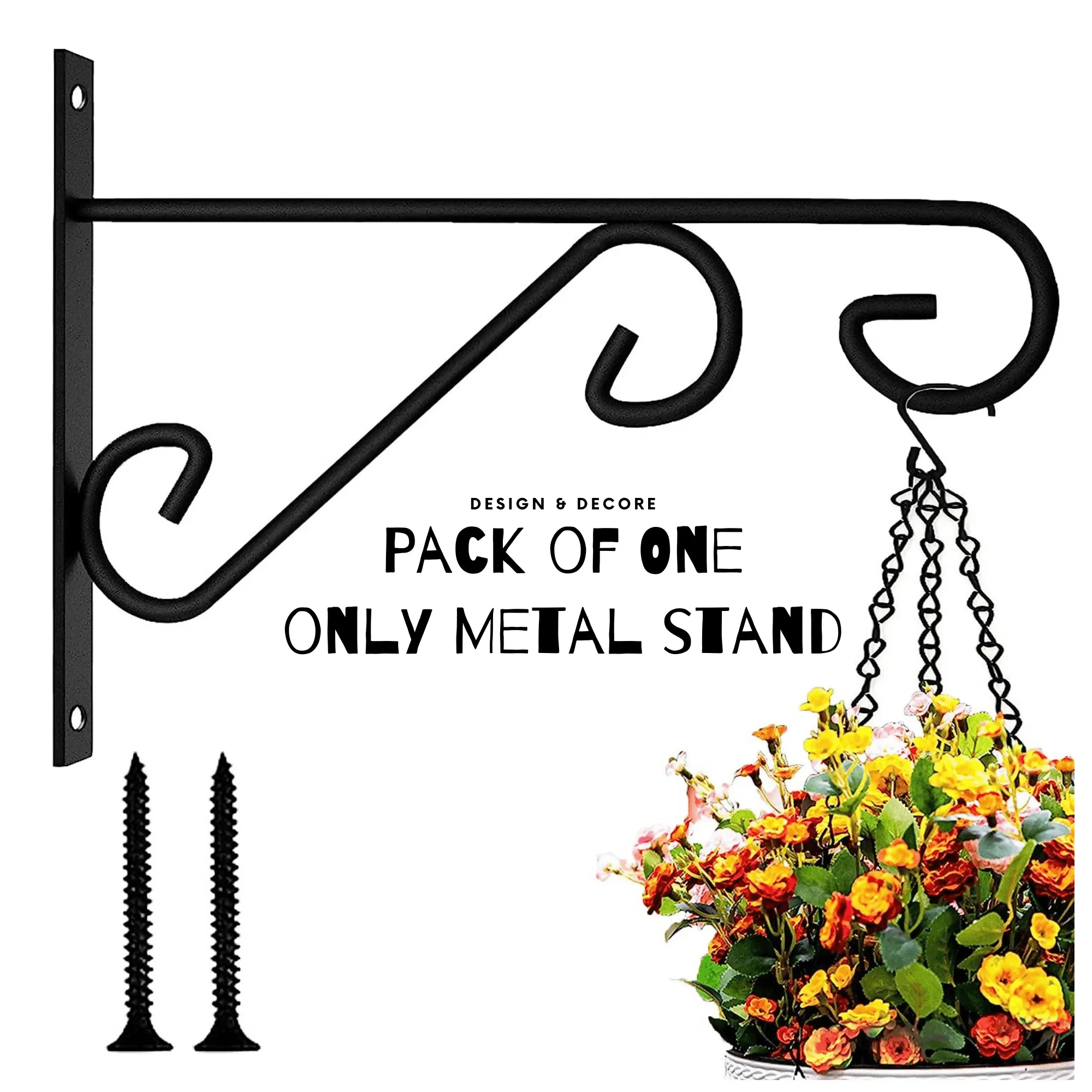 Plant Hangers Outdoor Indoor, Rust-Proof Coated Metal Hanging Basket Hook, Decorative Wall Plant Hooks for Hanging Plants Flowers Lanterns Bird Feeders