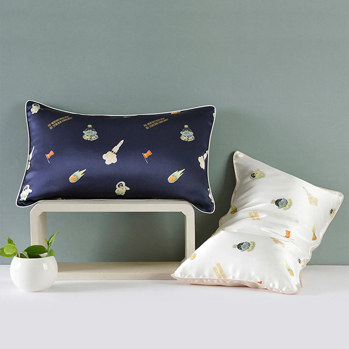 Printed Mulberry Silk Pillowcase With Pillow Crib | Toddler