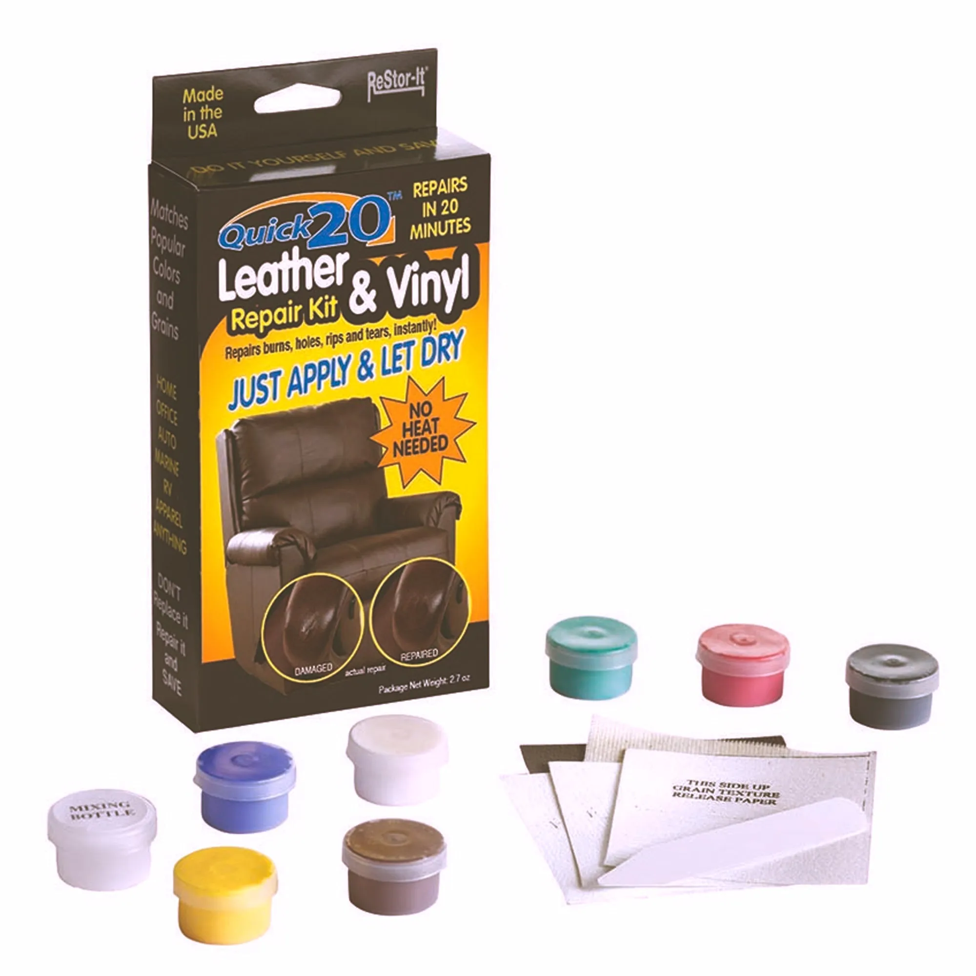 Quick 20 No Heat Deluxe Leather and Vinyl Repair Kit (20-618)