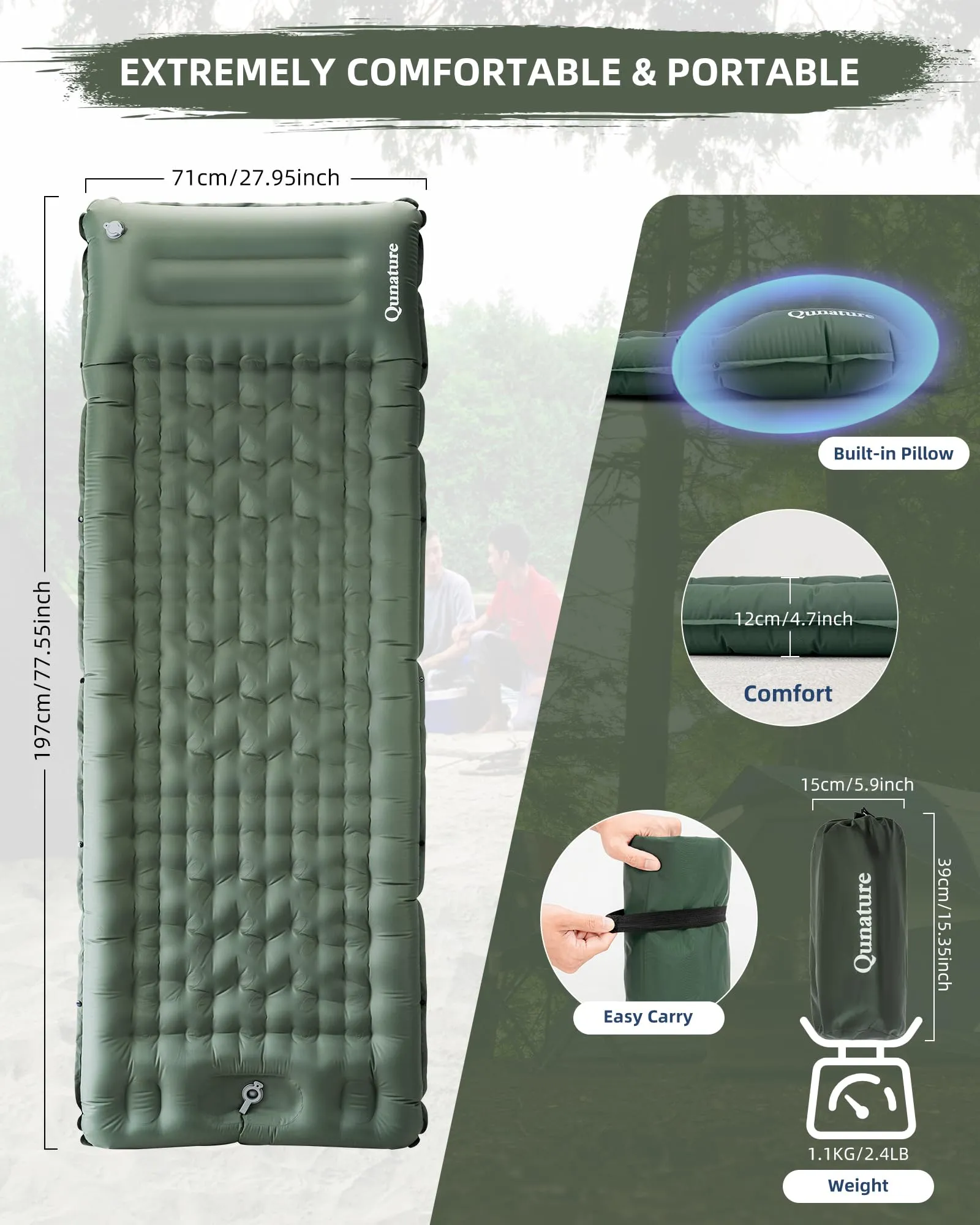 Qunature Camping Mattress Sleeping Pad for Outdoor Camping Ultra-light