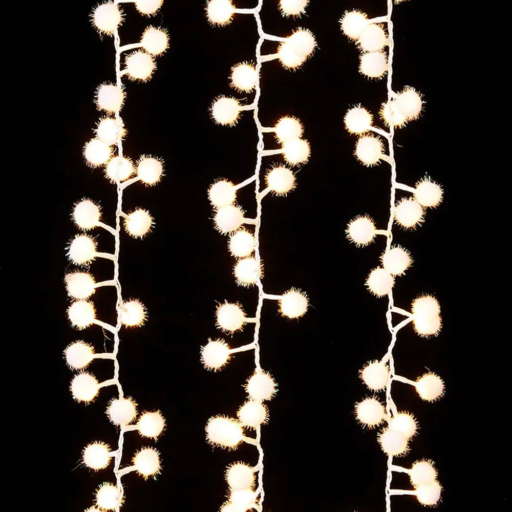 Raz Imports Lights 8' White Snowball Snake Light with 130 Warm White Lights