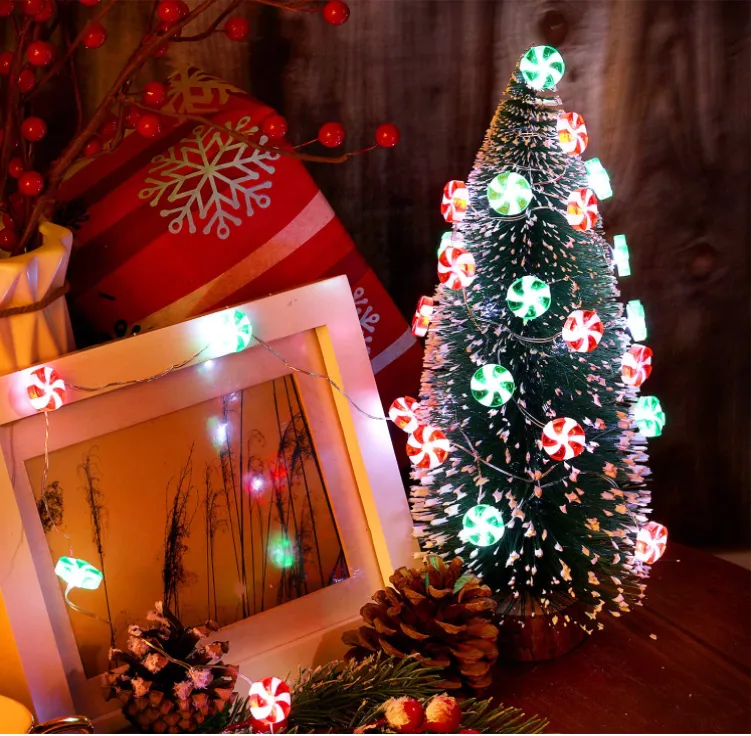 Red and Green Christmas Candy String Lights (Warm White)