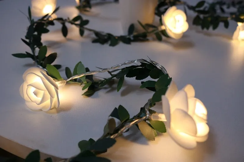 Rose Flower Battery LED String Lights