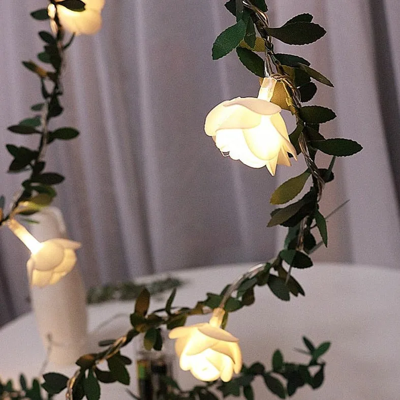 Rose Flower Battery LED String Lights