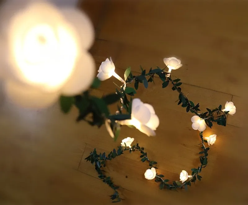 Rose Flower Battery LED String Lights