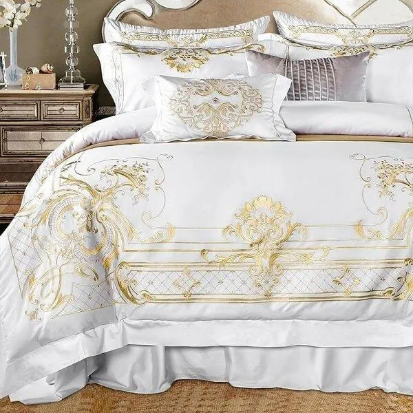 Royal White Egyptian Cotton Duvet Bedding Set (6 Pieces)