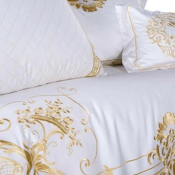 Royal White Egyptian Cotton Duvet Bedding Set (6 Pieces)