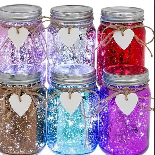 RSAAUD® 1 PCS SSparkle LED Glass Jar with Fairy Light Box Romantic Creative Party LED Jar Home Decoration Glass Bottle with LED String Light (LED Jar)