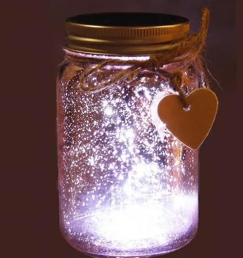 RSAAUD® 1 PCS SSparkle LED Glass Jar with Fairy Light Box Romantic Creative Party LED Jar Home Decoration Glass Bottle with LED String Light (LED Jar)