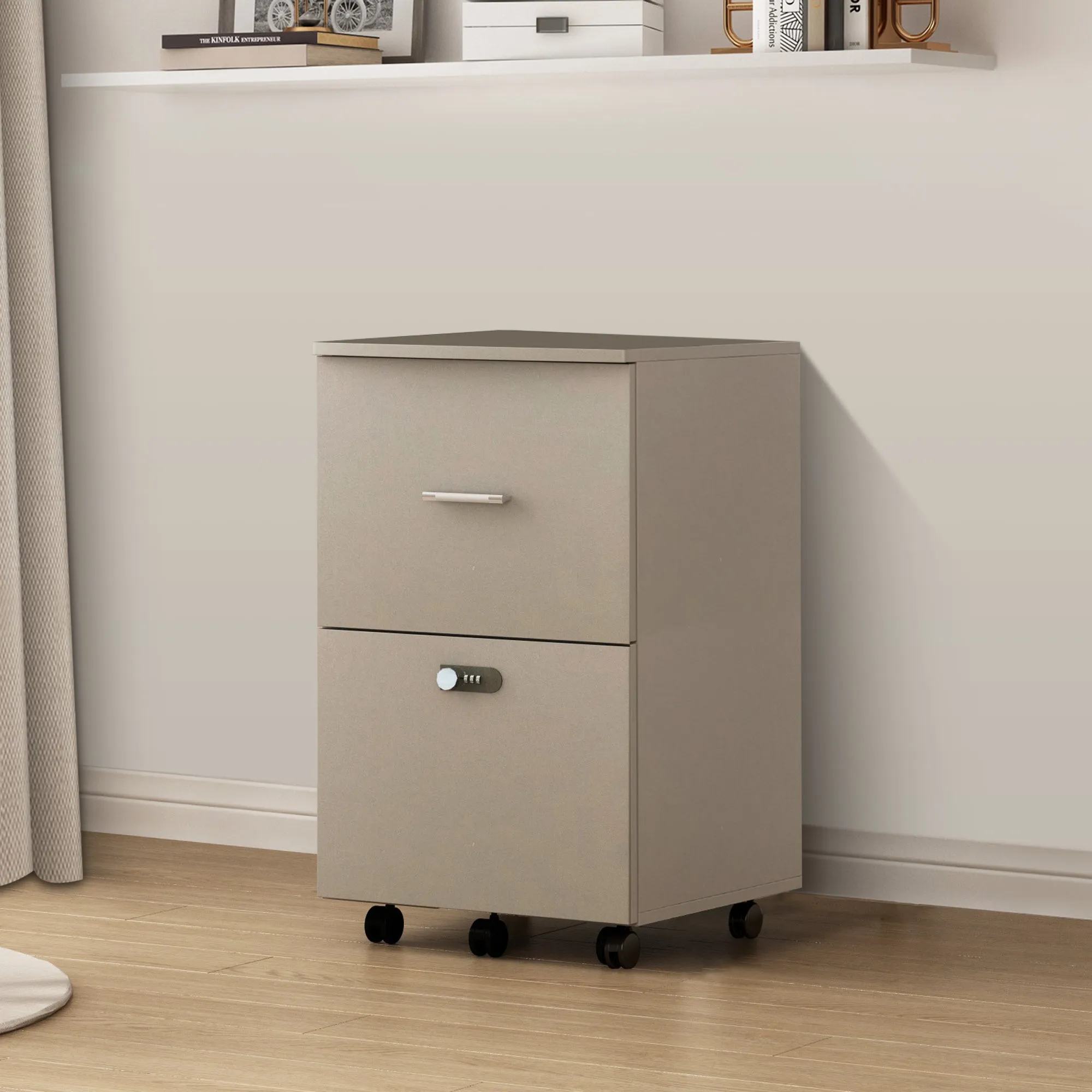 Secure File Cabinet - White Gray