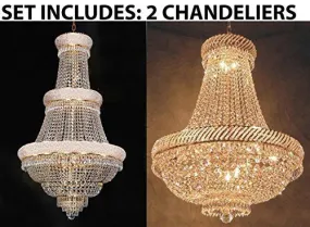 Set Of 2 - 1 For Entryway/Foyer And 1 For Dining Room French Empire Empress Crystal (Tm) Chandeliers Chandelier Lighting - 1Ea Cg/448/21   1Ea Cg/448/9