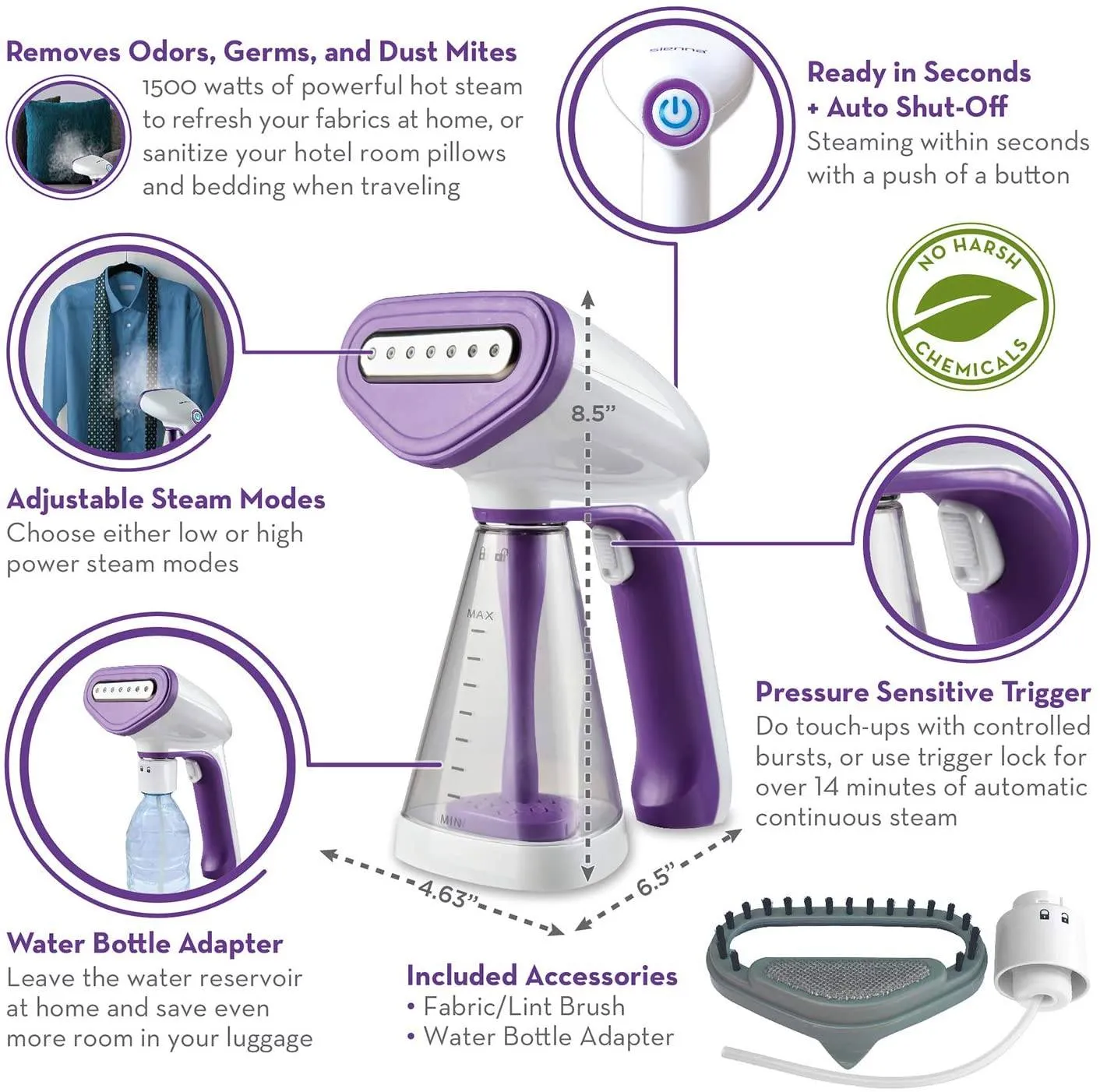 Sienna Vela Hand Held Garment Steamer