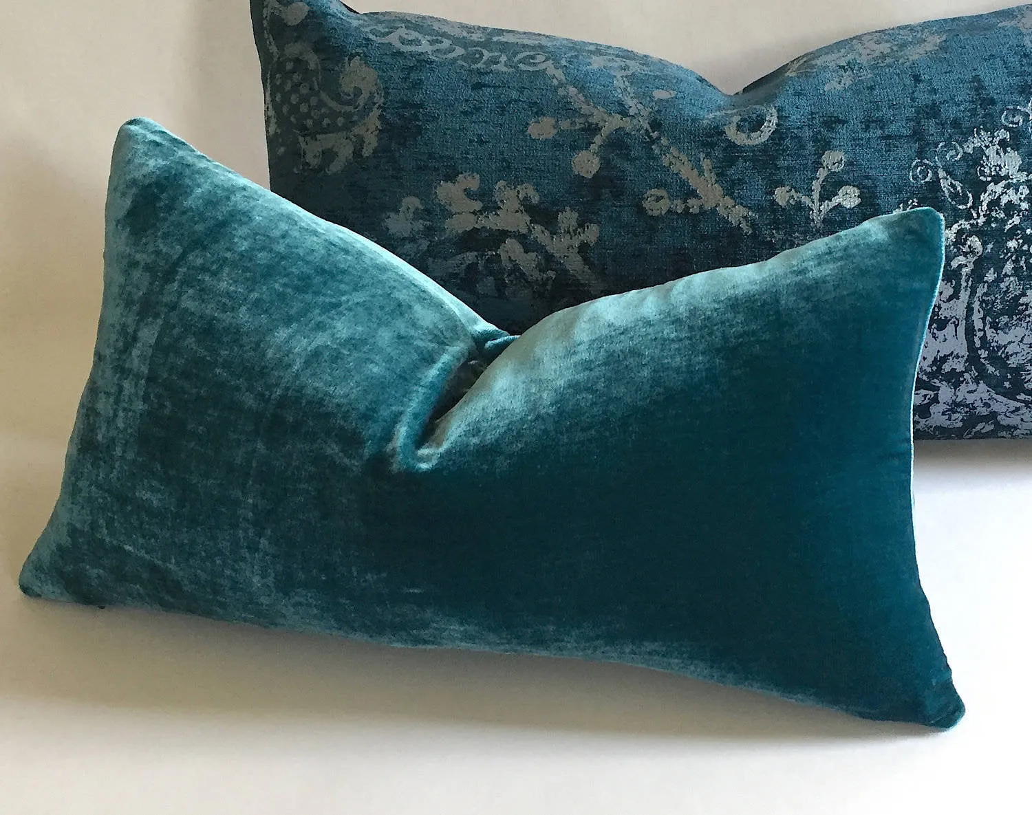 Silk Velvet Pillow Cover / Silk Velvet Petrol Blue Pillow Cover / Turquoise Velvet 18x18 20x20 22x22 24x24 26x26 Pillow Covers