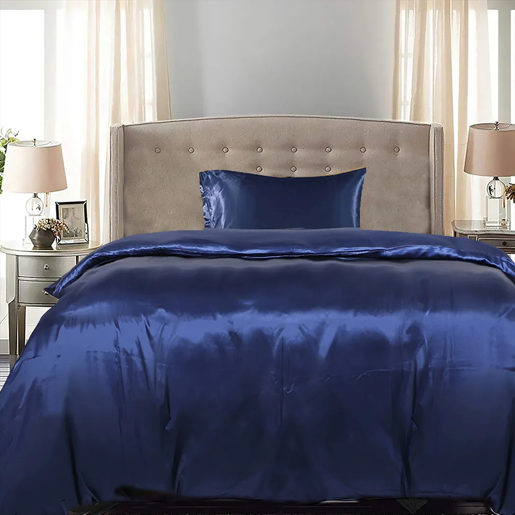 SINGLE 2-Piece Quilt Cover Set Bedspread & Pillowcase - Blue