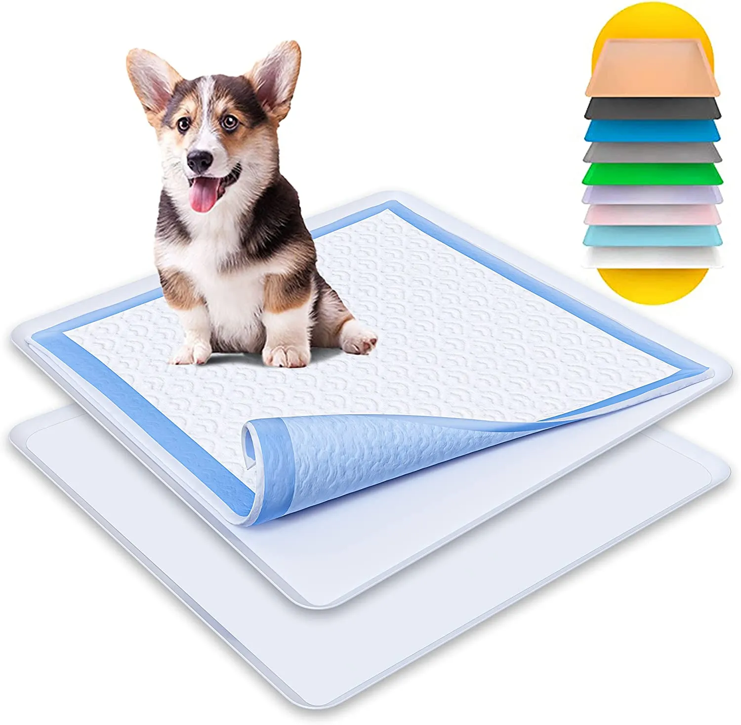 Skywin Puppy Pad Holder Tray - No Spill Pee Pad Holder for Dogs - Pee Pad Holder Works with Most Training Pads, Easy to Clean and Store