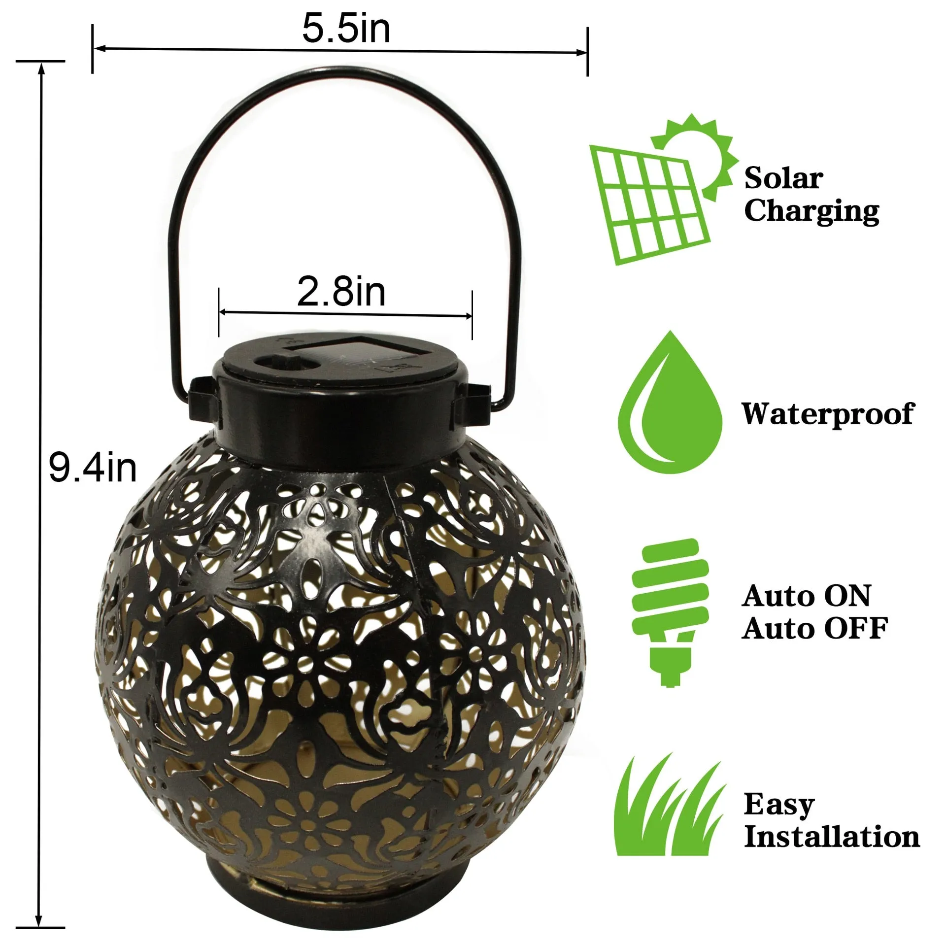 Solar Lantern Garden Lights Metal Waterproof