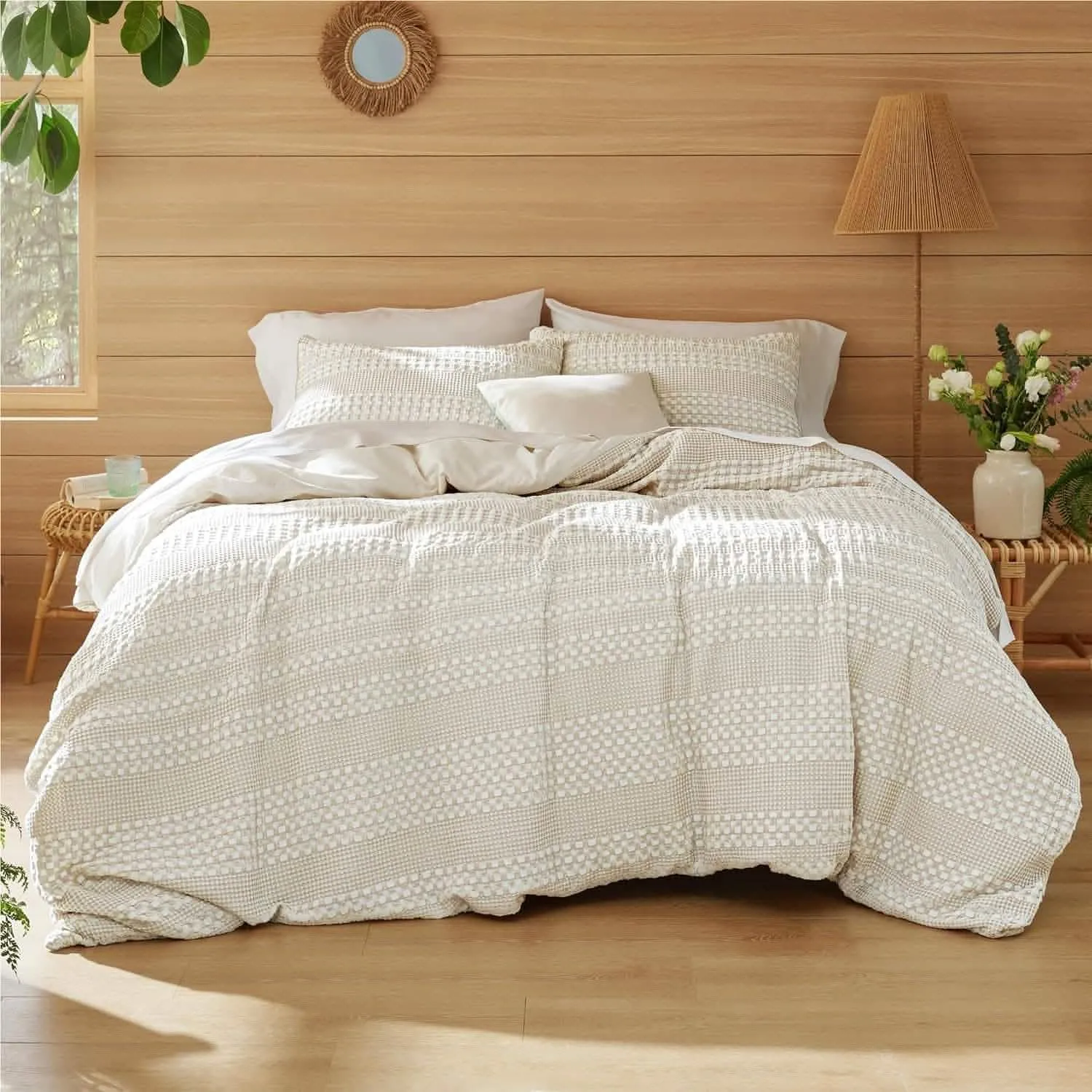 Stone-Washed Waffle Weave Duvet Cover Set