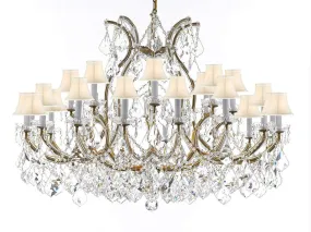 Swarovski Crystal Trimmed Chandelier Lighting Chandeliers H35" X W46" Great for The Foyer, Entry Way, Living Room, Family Room and More! w/White Shades - A83-B62/WHITESHADES/2MT/24 1SW