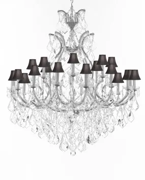 Swarovski Crystal Trimmed Chandelier Lighting Chandeliers H52" X W46" Dressed with Large, Luxe Crystals - Great for the Foyer, Entry Way, Living Room, Family Room & More w/Black Shades - A83-B90/CS/BLACKSHADES/52/2MT/24 1SW