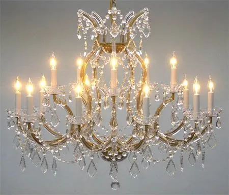 Swarovski Crystal Trimmed Maria Theresa Chandelier Crystal Lighting Chandeliers Lights Fixture Pendant Ceiling Lamp For Dining Room Entryway Living Room H28" X W37" - A83-1514/15 1Sw