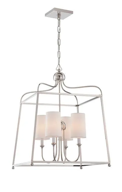 SYLVAN 4 LIGHT LANTERN CHANDELIER, POLISHED NICKEL