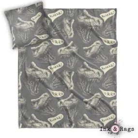 T-Rex Roarr Decorative Dinosaur Throw and Pillow Cover Set