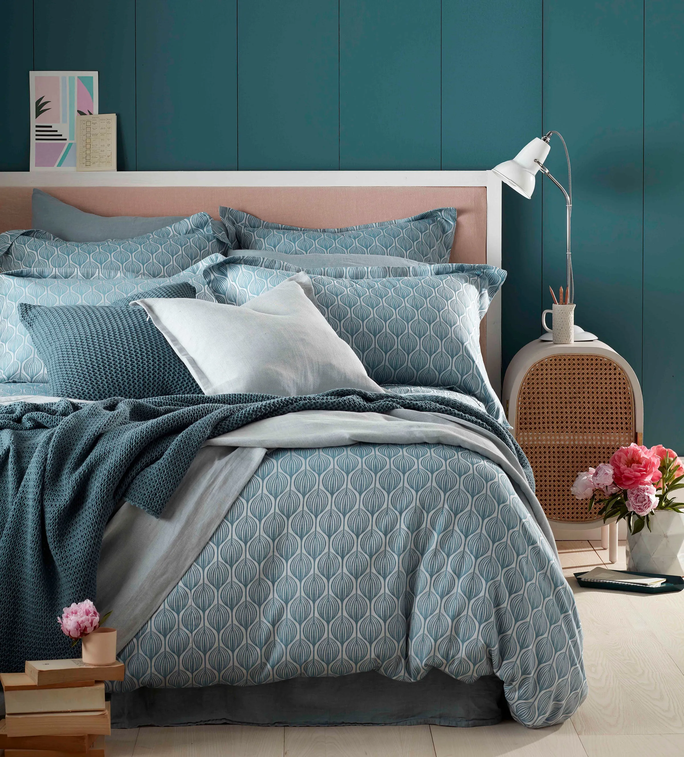 Teal Teasels 100% Cotton Duvet Cover