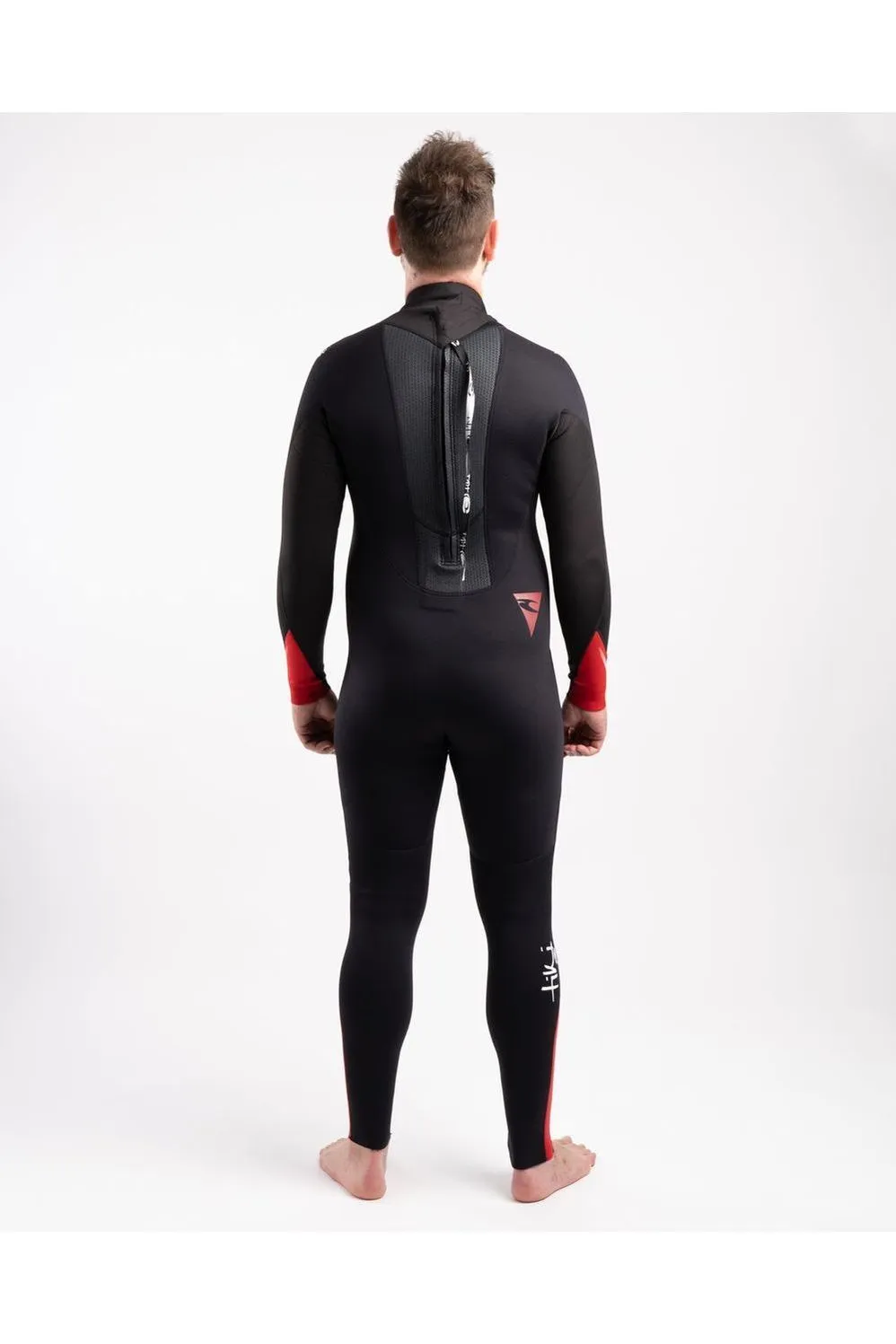 Tiki Tech 3/2 Steamer Wetsuit With Back Zip In Black & Red