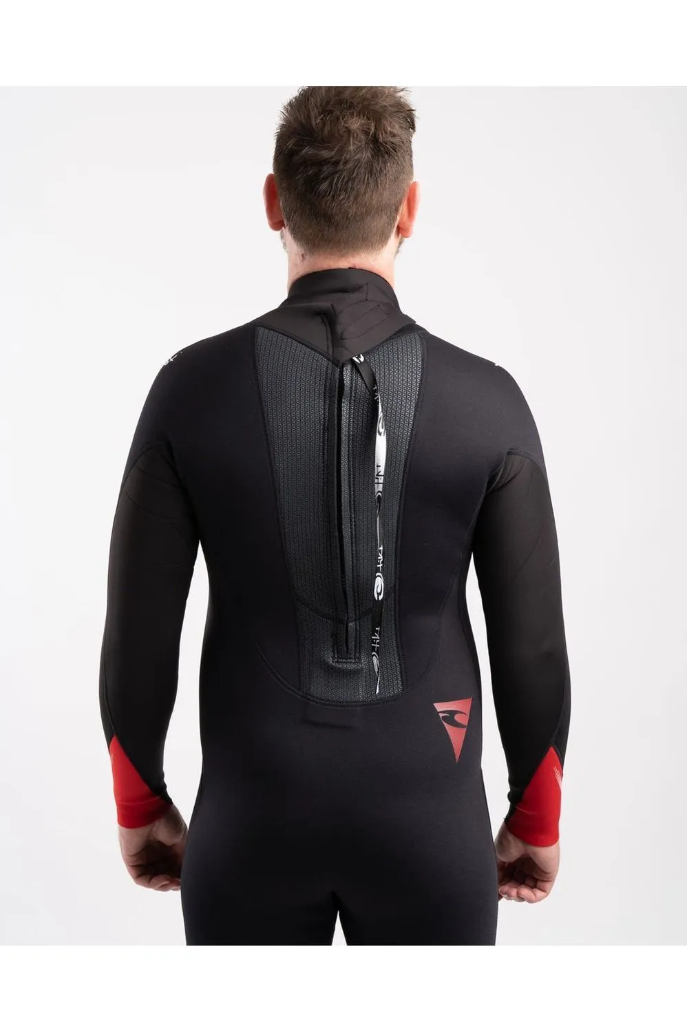 Tiki Tech 3/2 Steamer Wetsuit With Back Zip In Black & Red