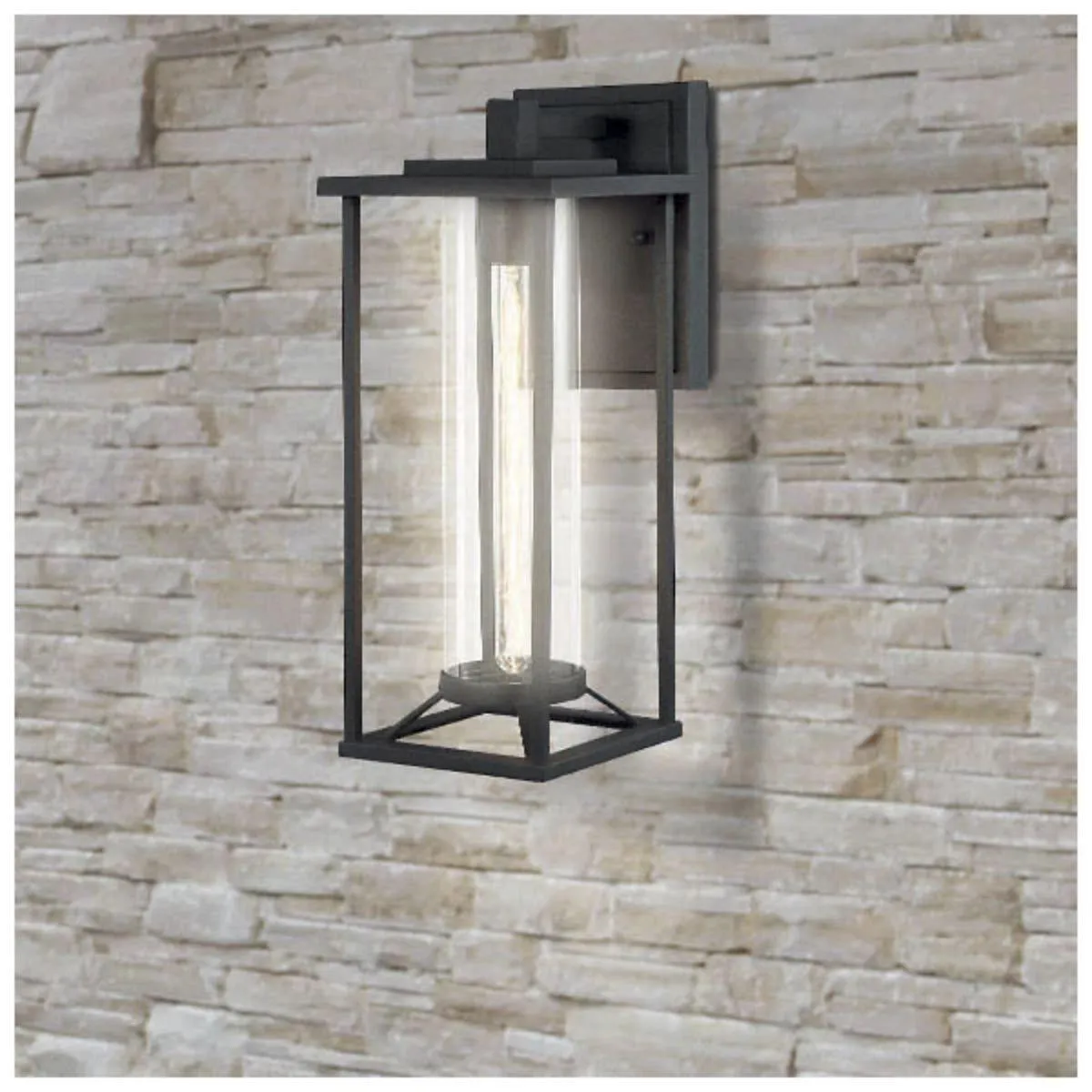 Trescott 20 in. Outdoor Wall Lantern Black Finish