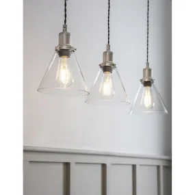 Trio of Hoxton Cone Pendant Light - Satin Nickel