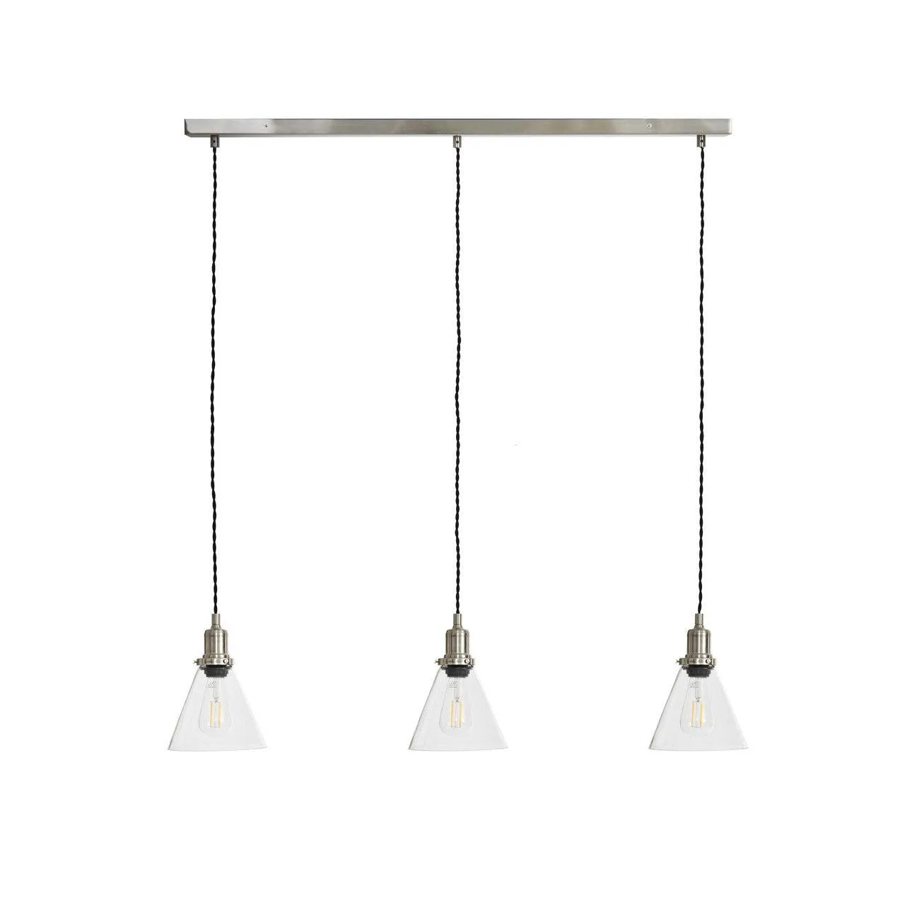 Trio of Hoxton Cone Pendant Light - Satin Nickel