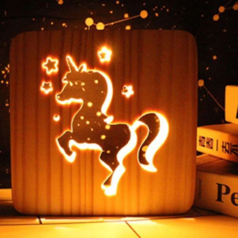 Unicorn Wooden Decorative Light