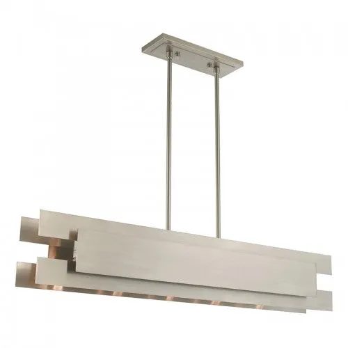 VARICK 5 LIGHT LINEAR CHANDELIER, BRUSHED NICKEL