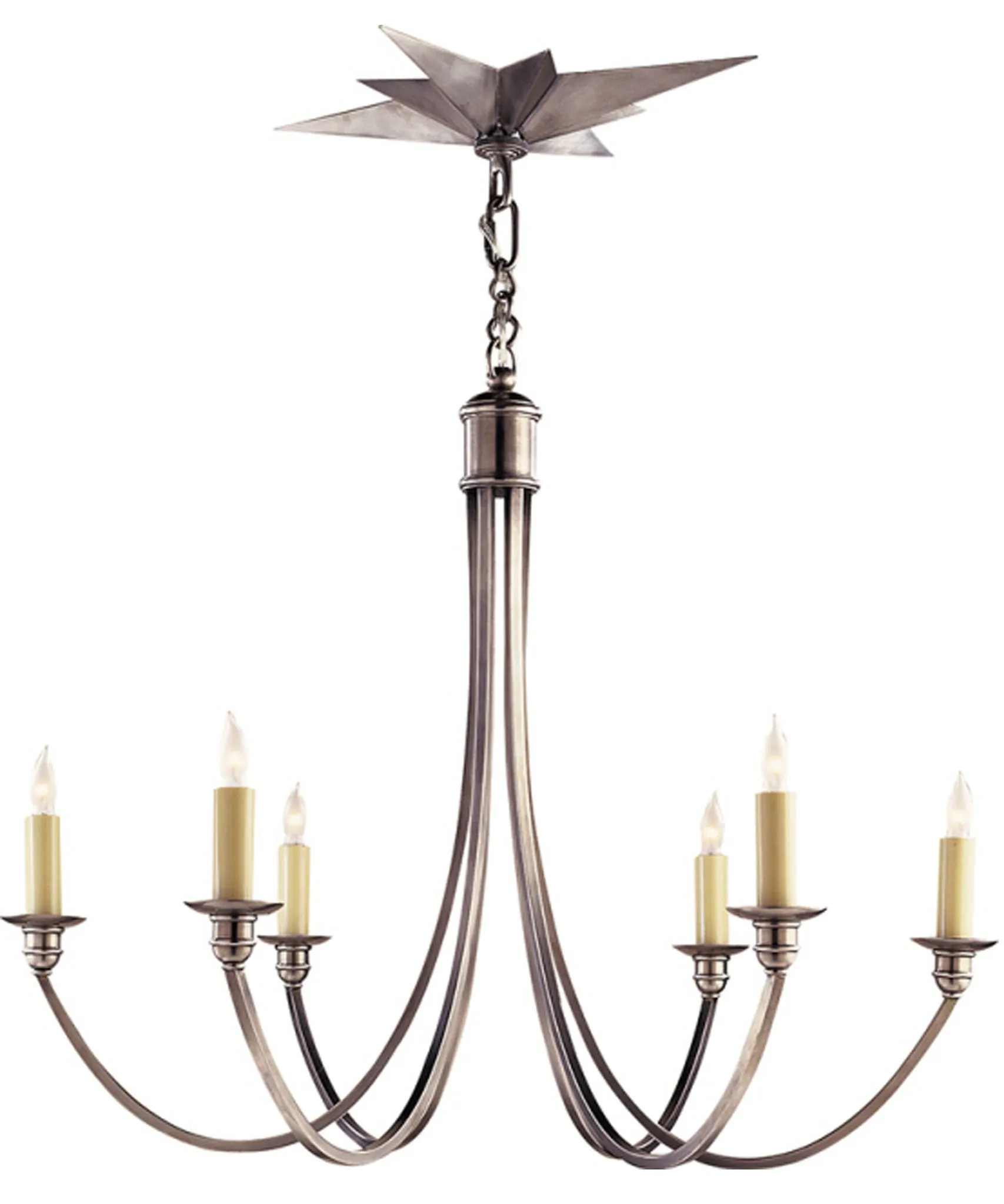 Venetian 6-Light Chandelier with Star Canopy, Antique Silver