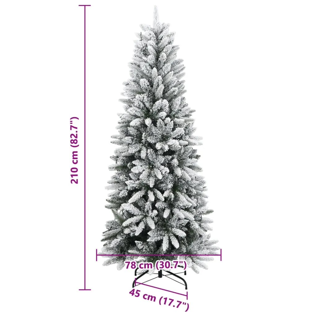 vidaXL Artificial Christmas Tree 300 LEDs and Flocked Snow 210 cm